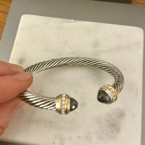 David Yurman Classic Cable Bracelet Black Onyx, Sterling Silver with Diamonds - Picture 8 of 10